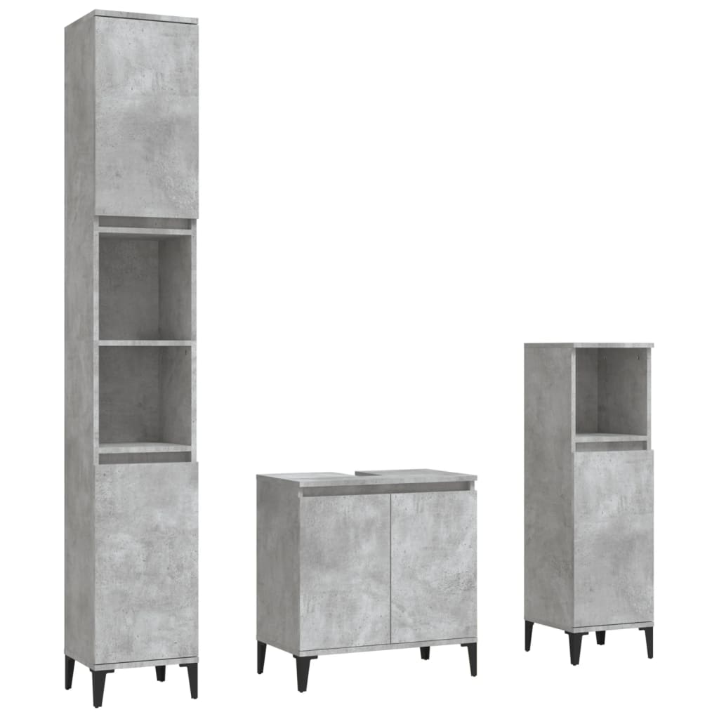 Ensemble de meubles de salle de bain 3 pcs gris béton