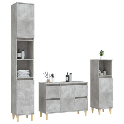 Ensemble de meubles de salle de bain 3 pcs gris béton