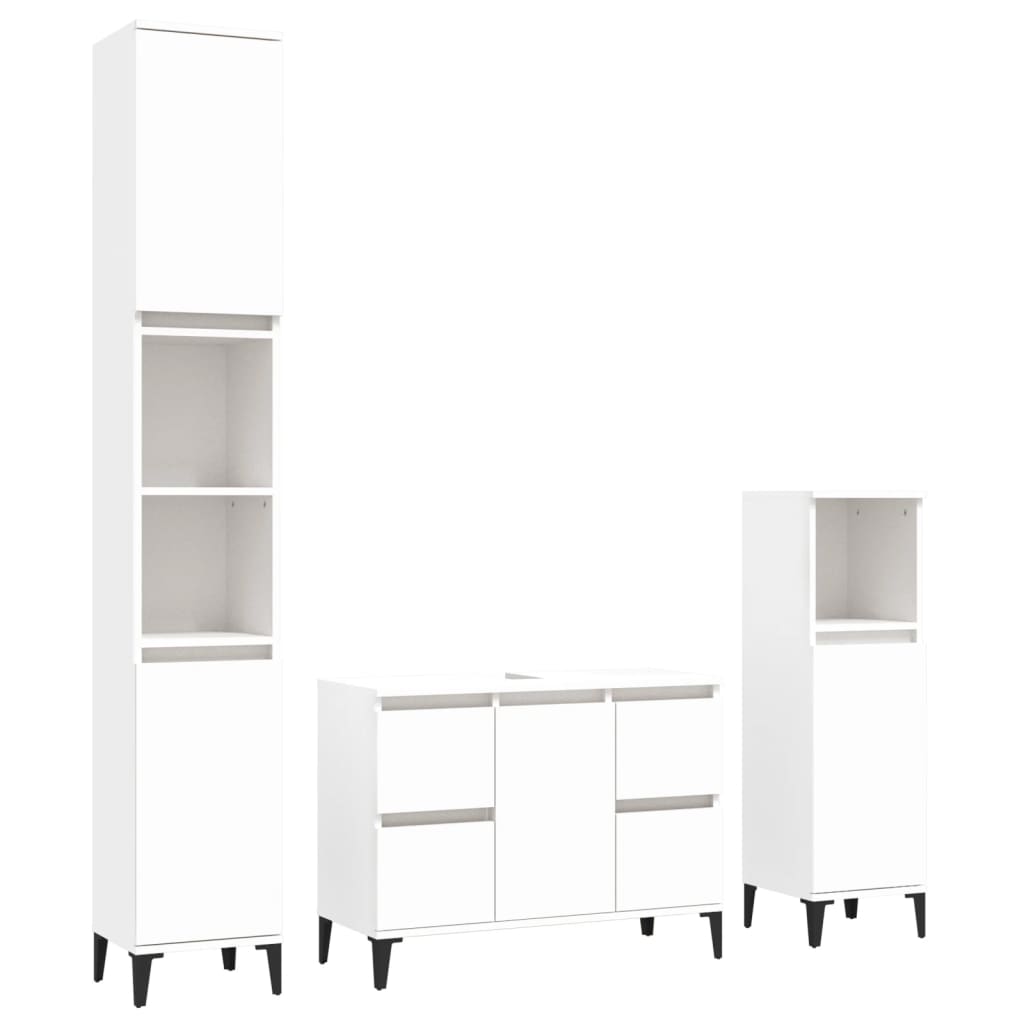 Ensemble de meubles salle de bain 3 pcs blanc bois d'ingénierie