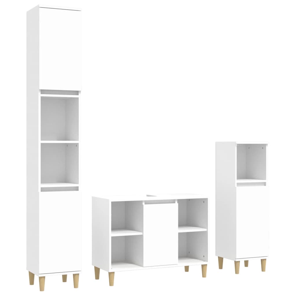 Ensemble de meubles salle de bain 3 pcs blanc bois d'ingénierie