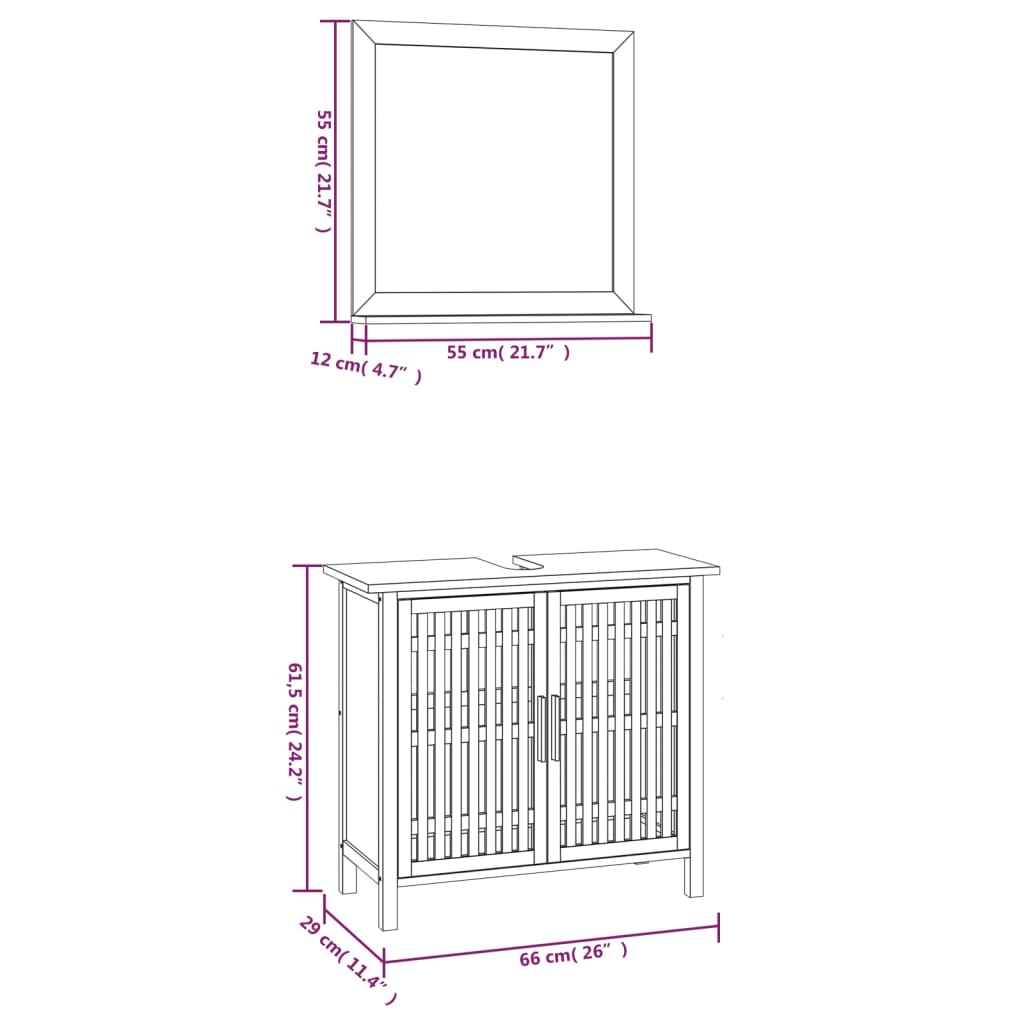 Ensemble de meubles de salle de bain 2 pcs Bois massif de noyer