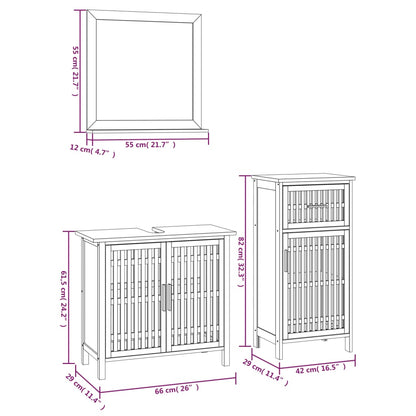 Ensemble de meubles de salle de bain 3 pcs Bois massif de noyer