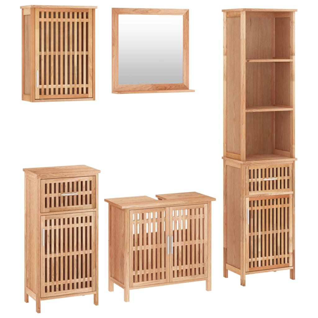 Ensemble de meubles de salle de bain 5 pcs bois massif de noyer