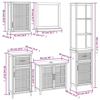 Ensemble de meubles de salle de bain 5 pcs bois massif de noyer