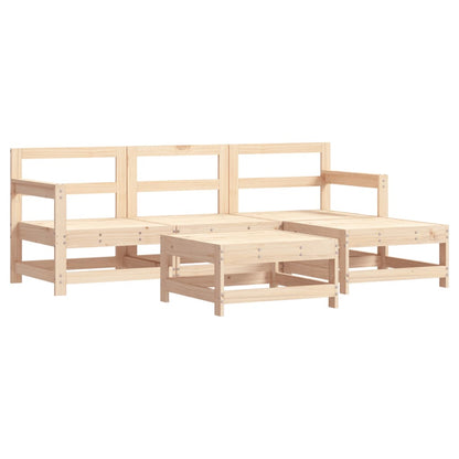 Salon de jardin 5 pcs avec coussins bois massif