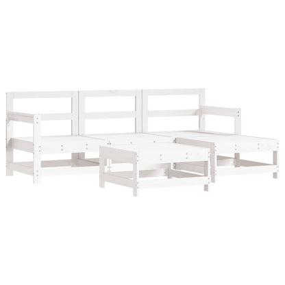 Salon de jardin 5 pcs avec coussins blanc bois massif