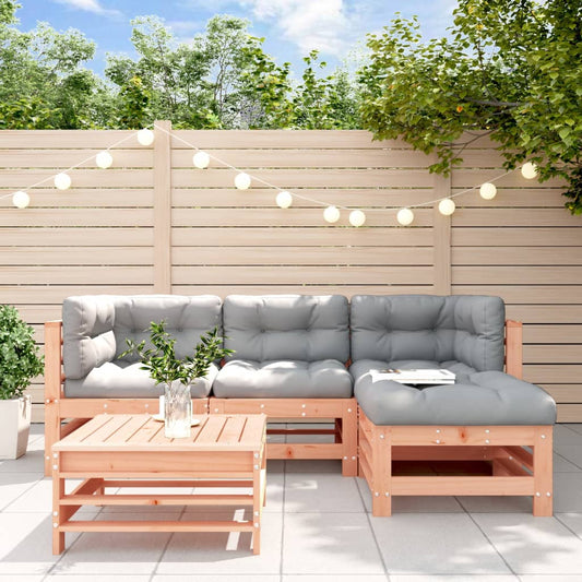 Salon de jardin 5 pcs avec coussins bois massif douglas