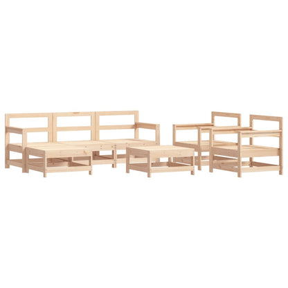 Salon de jardin 7 pcs avec coussins bois massif