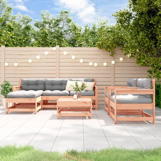 Salon de jardin 7 pcs avec coussins bois massif douglas