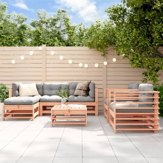 Salon de jardin 7 pcs avec coussins bois massif douglas