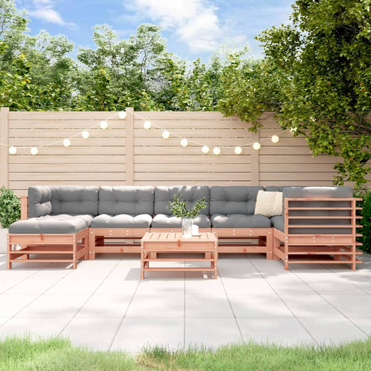 Salon de jardin 8 pcs avec coussins bois massif douglas