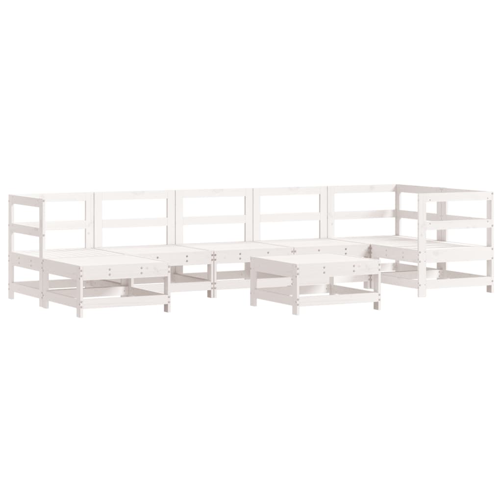 Salon de jardin 8 pcs avec coussins blanc bois massif