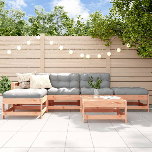 Salon de jardin 6 pcs avec coussins bois massif Douglas