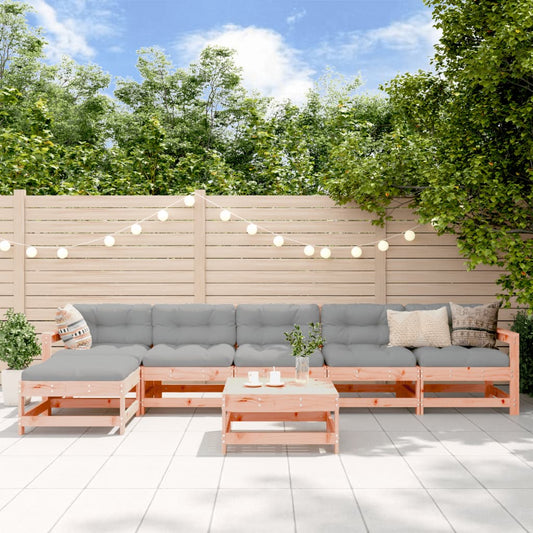 Salon de jardin 7 pcs avec coussins bois massif douglas