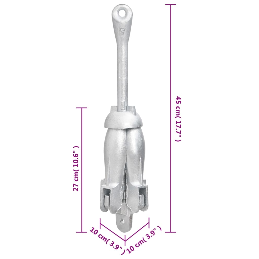 Ancre pliable argenté 4 kg fonte galvanisée à chaud