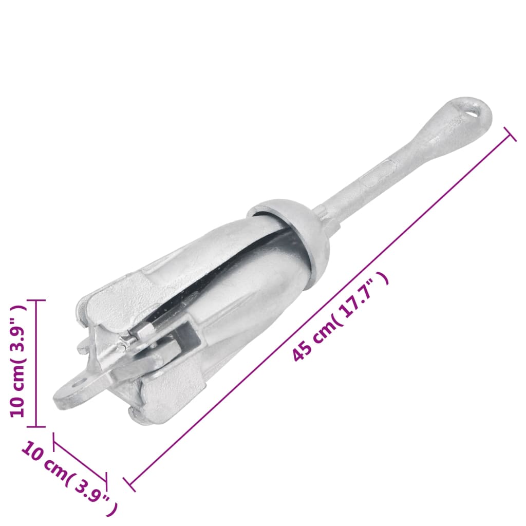 Ancre pliable argenté 4 kg fonte galvanisée à chaud