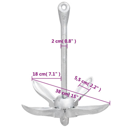 Ancre pliable argenté 4 kg fonte galvanisée à chaud