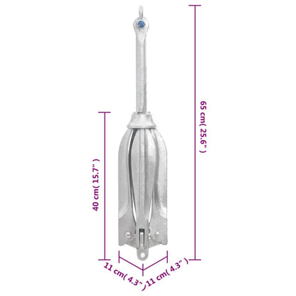 Ancre pliable argenté 10 kg fonte galvanisée à chaud