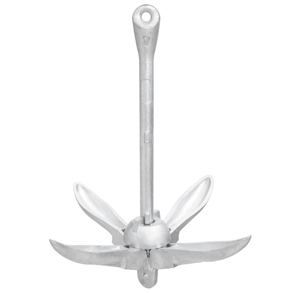 Folding anchor with silver rope 4 kg hot-dip galvanized cast iron