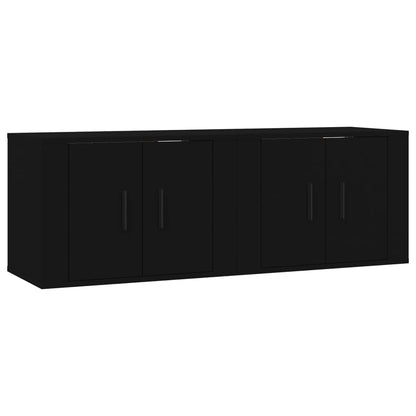 Meubles TV muraux 2 pcs noir 57x34,5x40 cm