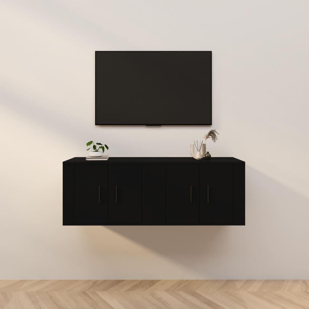 Meubles TV muraux 2 pcs noir 57x34,5x40 cm