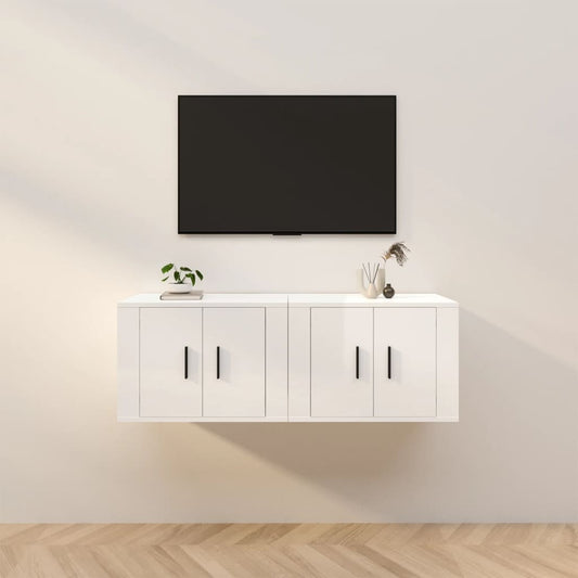 Meubles TV muraux 2 pcs blanc brillant 57x34,5x40 cm