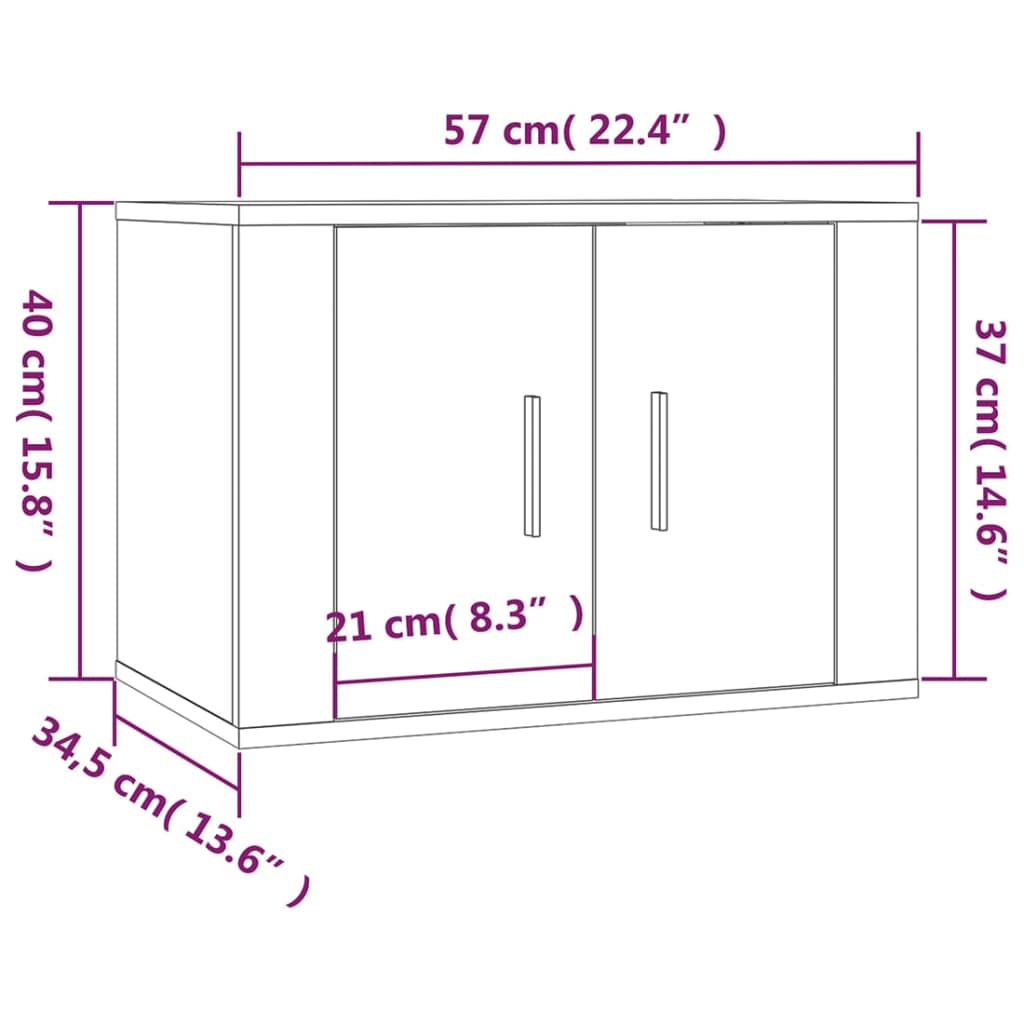 Meubles TV muraux 2 pcs chêne fumé 57x34,5x40 cm