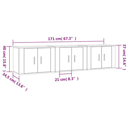 Meubles TV muraux 3 pcs blanc 57x34,5x40 cm