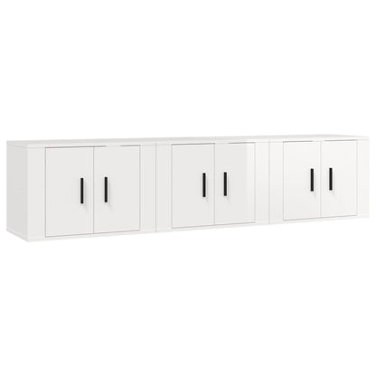 Meubles TV muraux 3 pcs blanc brillant 57x34,5x40 cm