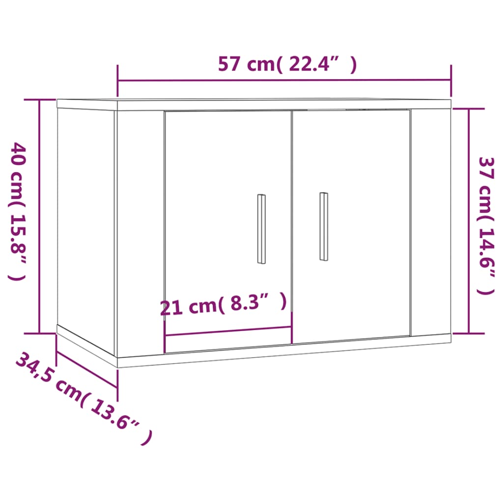 Meubles TV muraux 3 pcs chêne fumé 57x34,5x40 cm