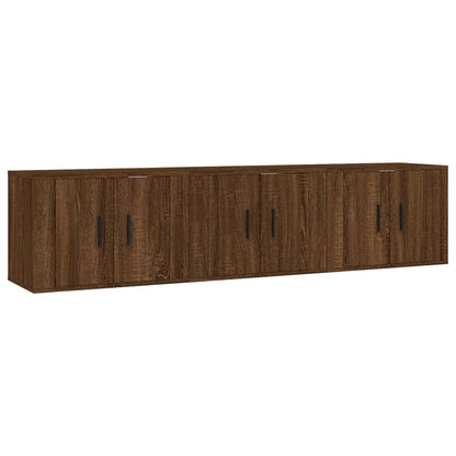 Meubles TV muraux 3 pcs chêne marron 57x34,5x40 cm