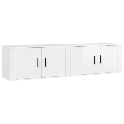 Meubles TV muraux 2 pcs blanc brillant 80x34,5x40 cm