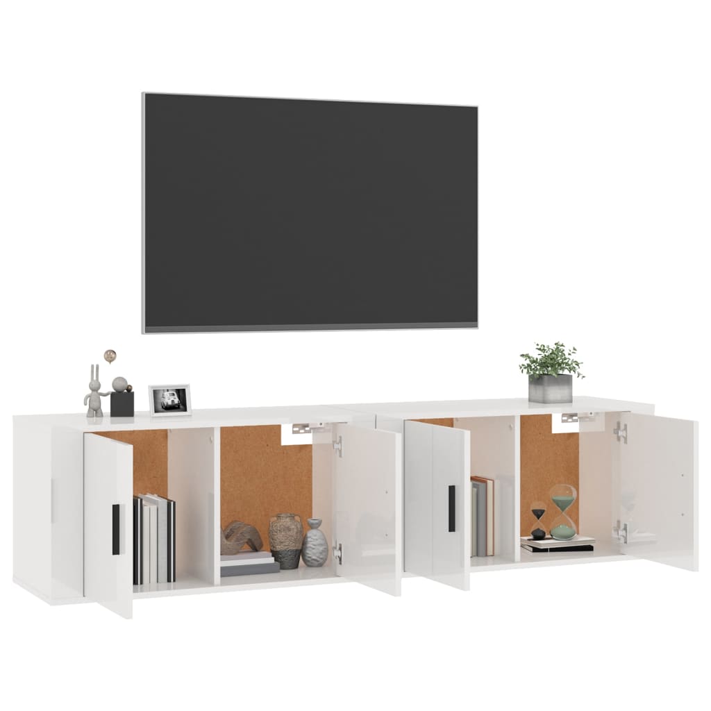 Meubles TV muraux 2 pcs blanc brillant 80x34,5x40 cm