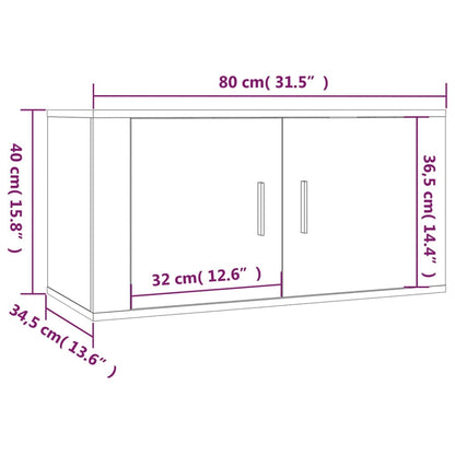 Meubles TV muraux 2 pcs blanc brillant 80x34,5x40 cm