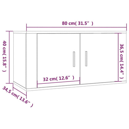 Meubles TV muraux 2 pcs chêne fumé 80x34,5x40 cm