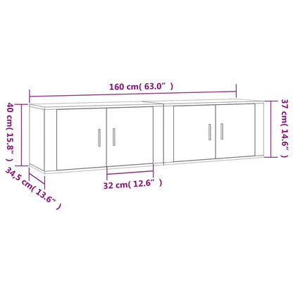 Meubles TV muraux 2 pcs sonoma gris 80x34,5x40 cm