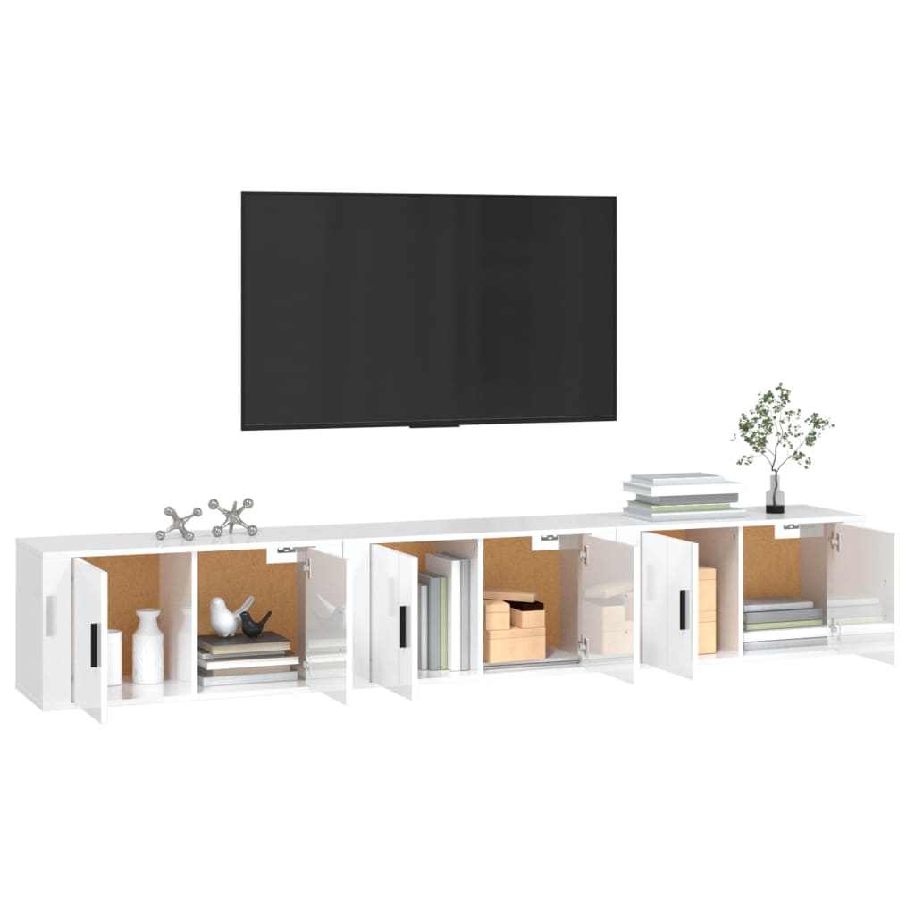 Meubles TV muraux 3 pcs blanc brillant 80x34,5x40 cm