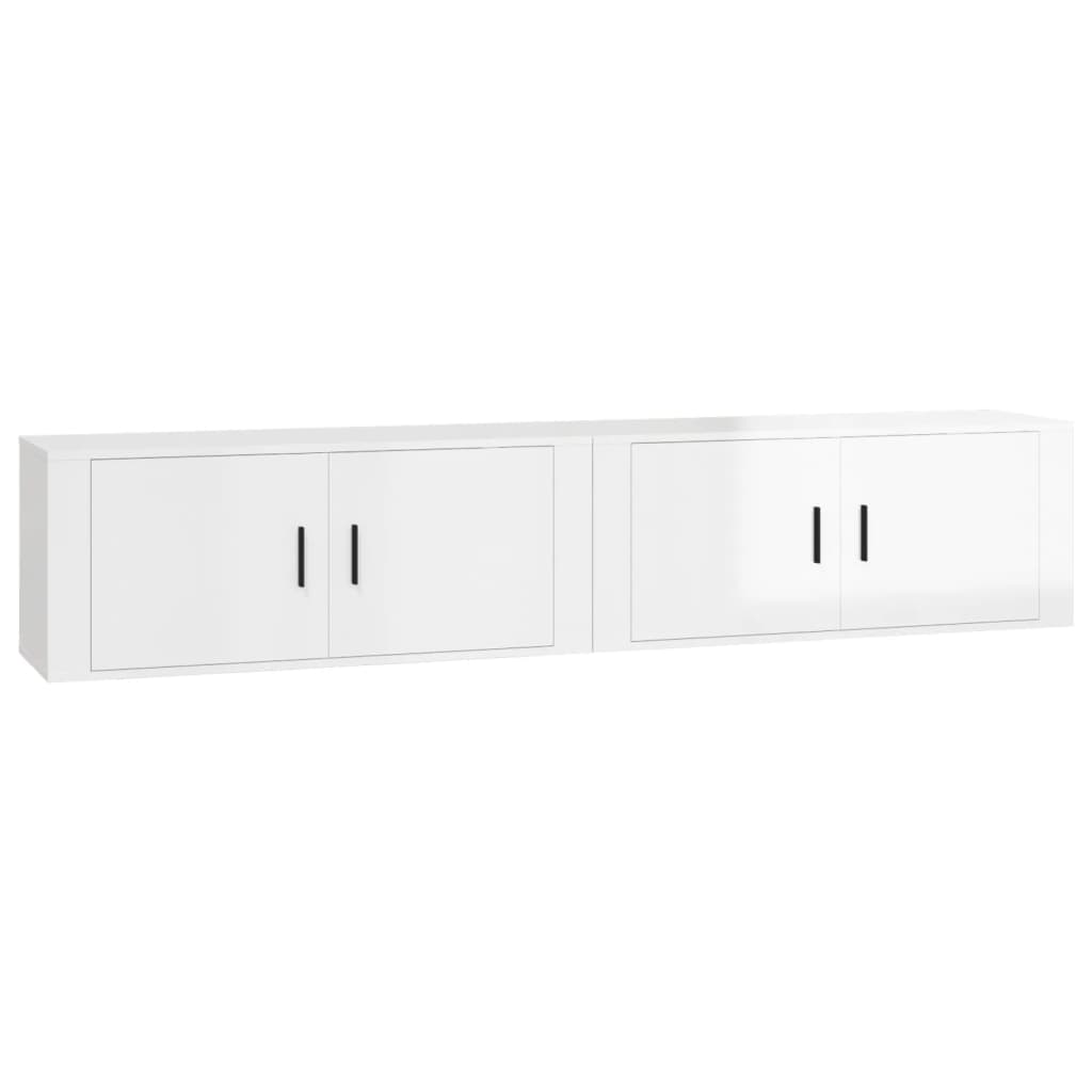 Meubles TV muraux 2 pcs blanc brillant 100x34,5x40 cm