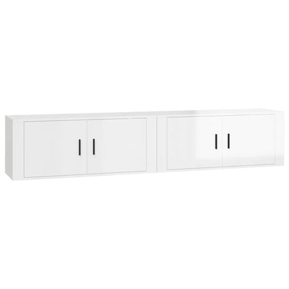 Meubles TV muraux 2 pcs blanc brillant 100x34,5x40 cm