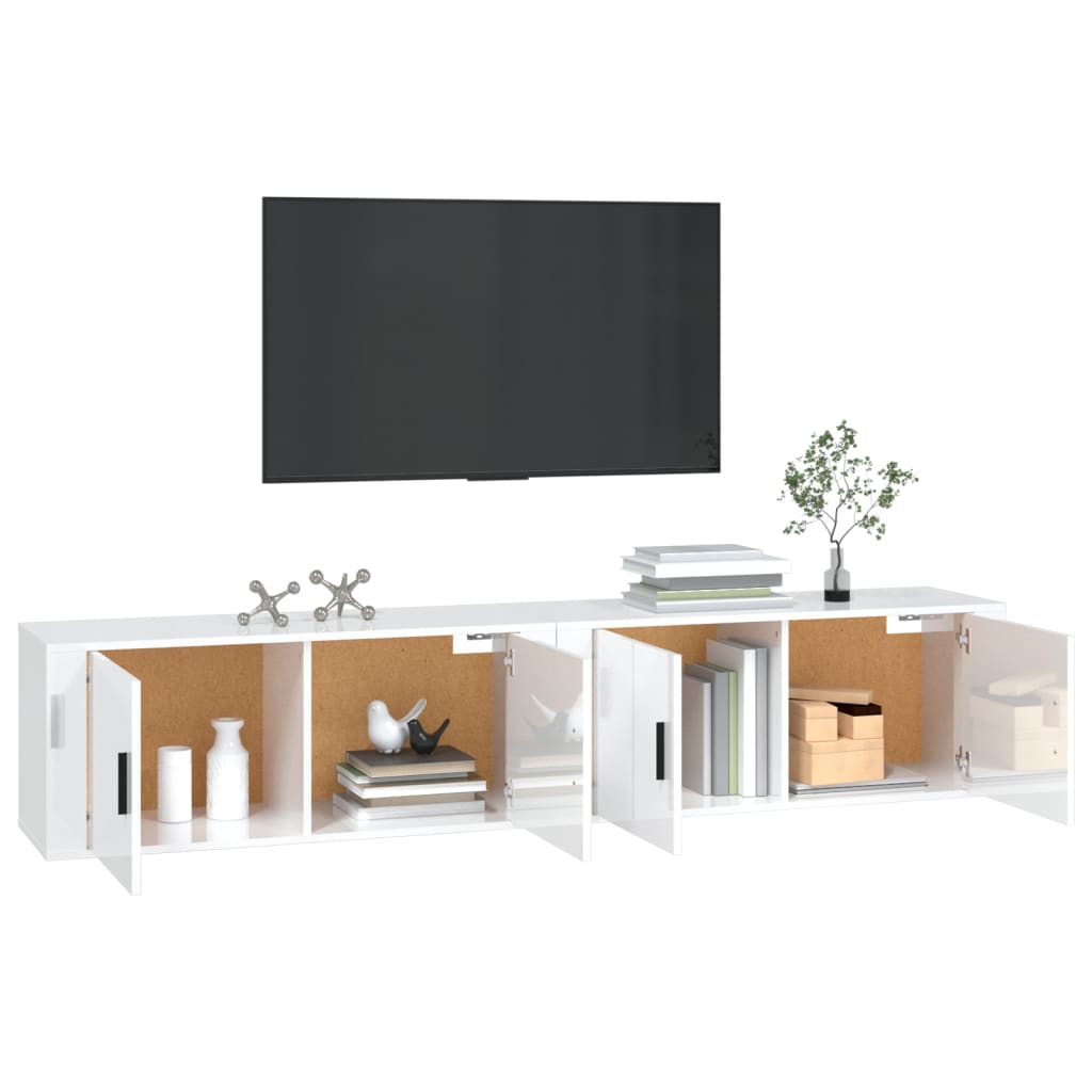 Meubles TV muraux 2 pcs blanc brillant 100x34,5x40 cm