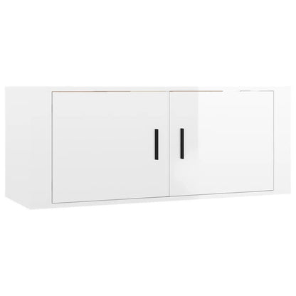 Meubles TV muraux 2 pcs blanc brillant 100x34,5x40 cm