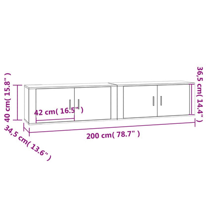 Meubles TV muraux 2 pcs blanc brillant 100x34,5x40 cm