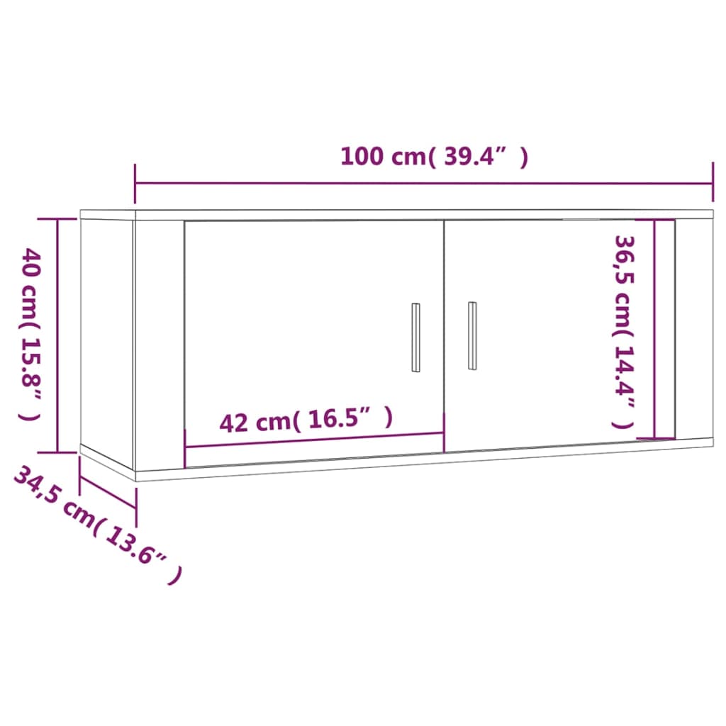 Meubles TV muraux 2 pcs blanc brillant 100x34,5x40 cm