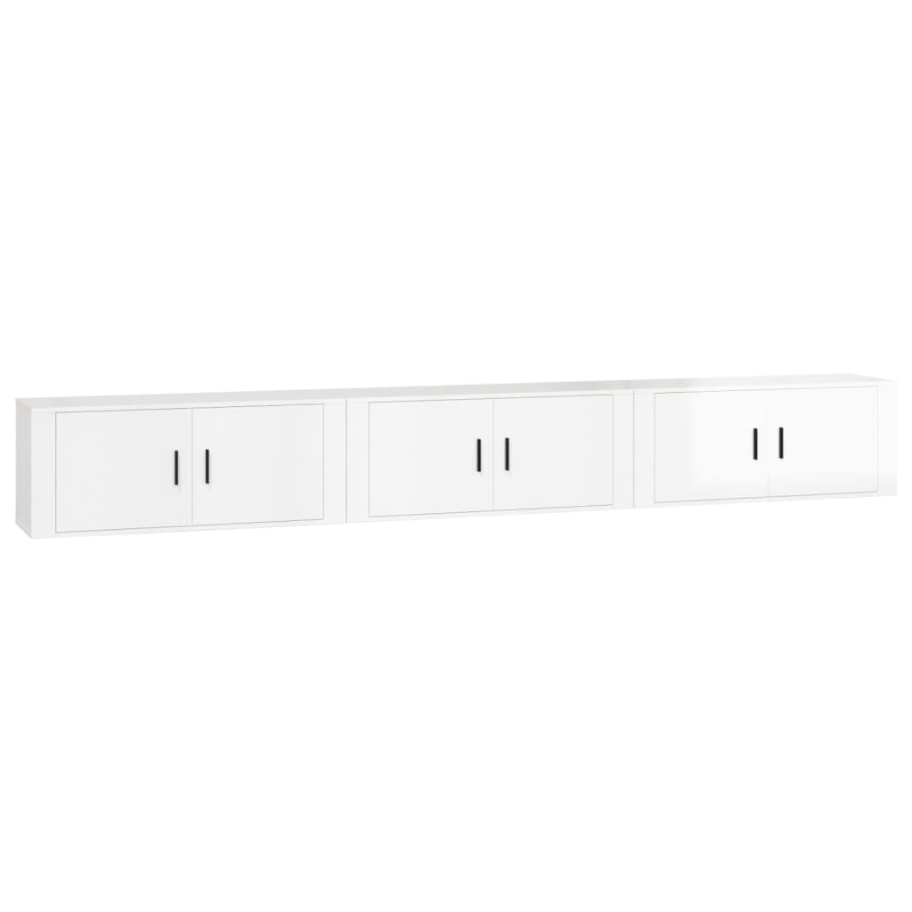 Meubles TV muraux 3 pcs blanc brillant 100x34,5x40 cm