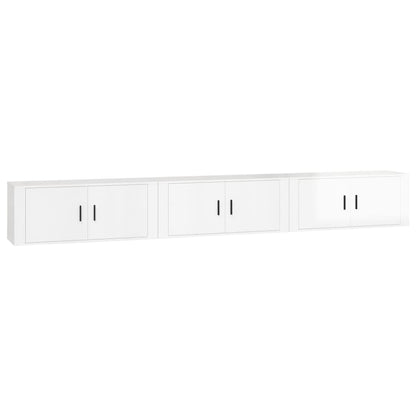 Meubles TV muraux 3 pcs blanc brillant 100x34,5x40 cm