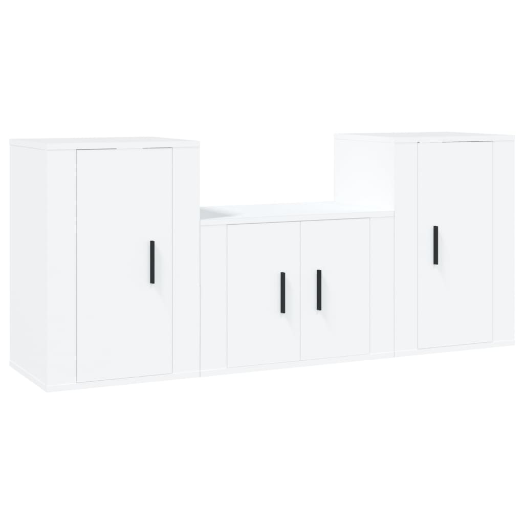 Ensemble de meubles TV 3 pcs Blanc Bois d'ingénierie