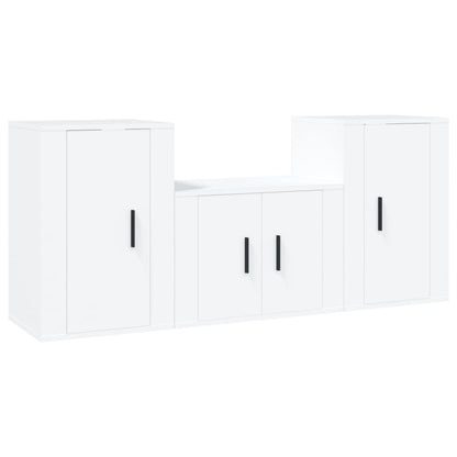 Ensemble de meubles TV 3 pcs Blanc Bois d'ingénierie