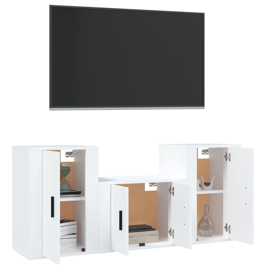 Ensemble de meubles TV 3 pcs Blanc Bois d'ingénierie