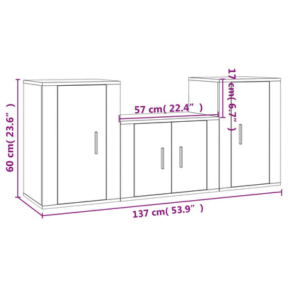 Ensemble de meubles TV 3 pcs Blanc Bois d'ingénierie