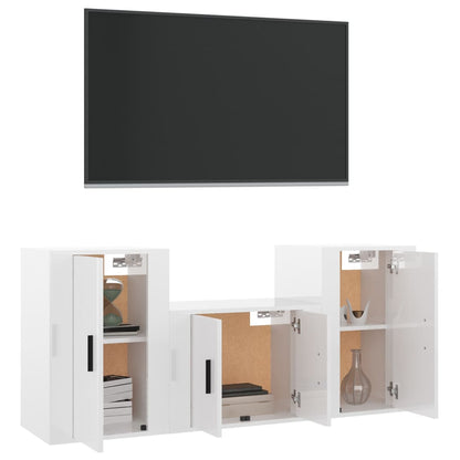 Ensemble de meubles TV 3 pcs Blanc brillant Bois d'ingénierie